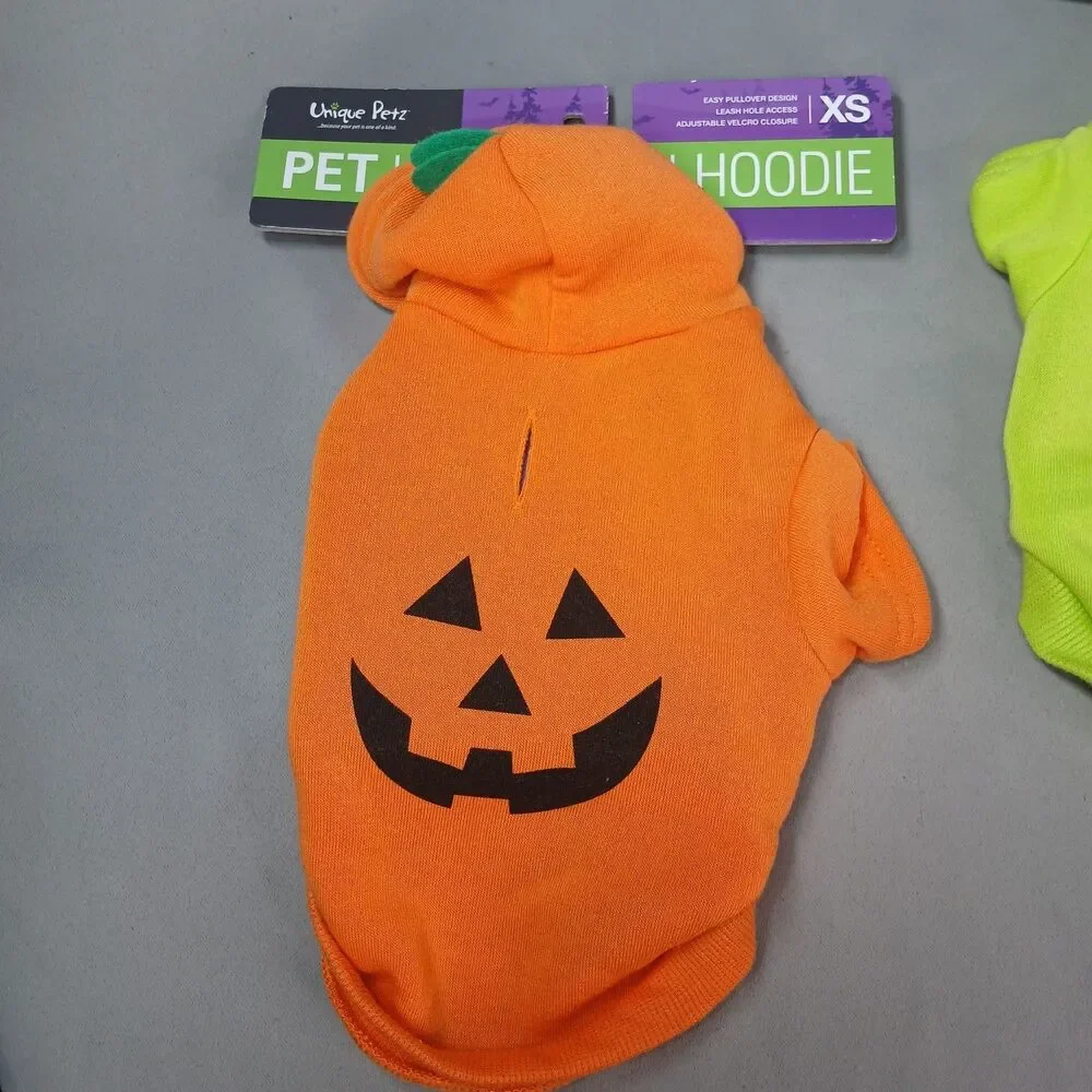 3 Unique Petz Halloween Hoodie X-SMALL Glow in the Dark NEW with Tags